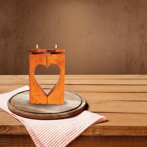 Pallet wood candle stand (calling heart) - set of 2 - Image 4