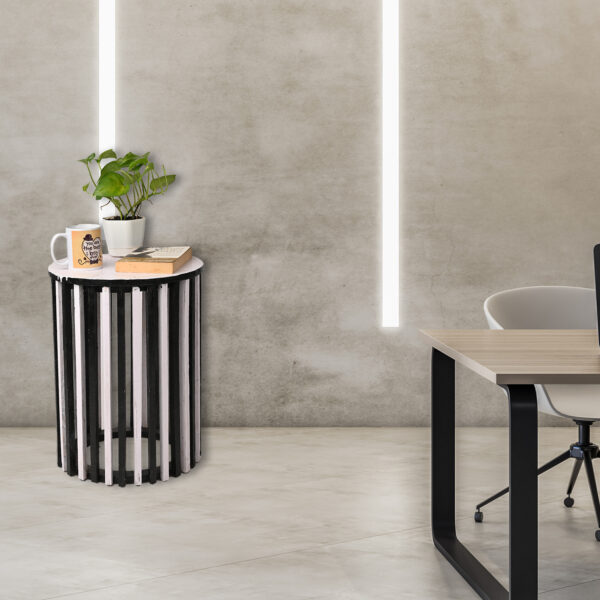 Round striped teepoy black & white - Image 3