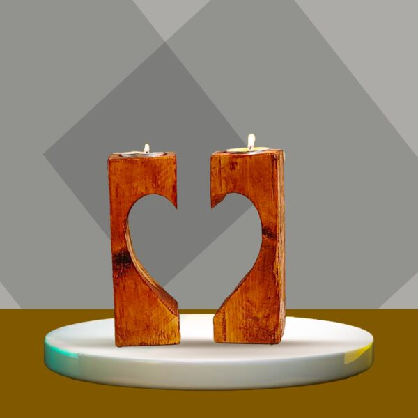 Pallet Wood Candle Stand (Calling Heart) Set of 2