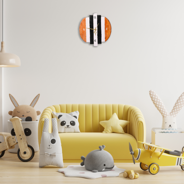 Pallet Wood Striped Wall Clock - Image 3