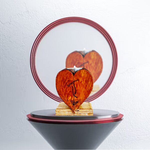 Pallet Wood Candle Stand Heart