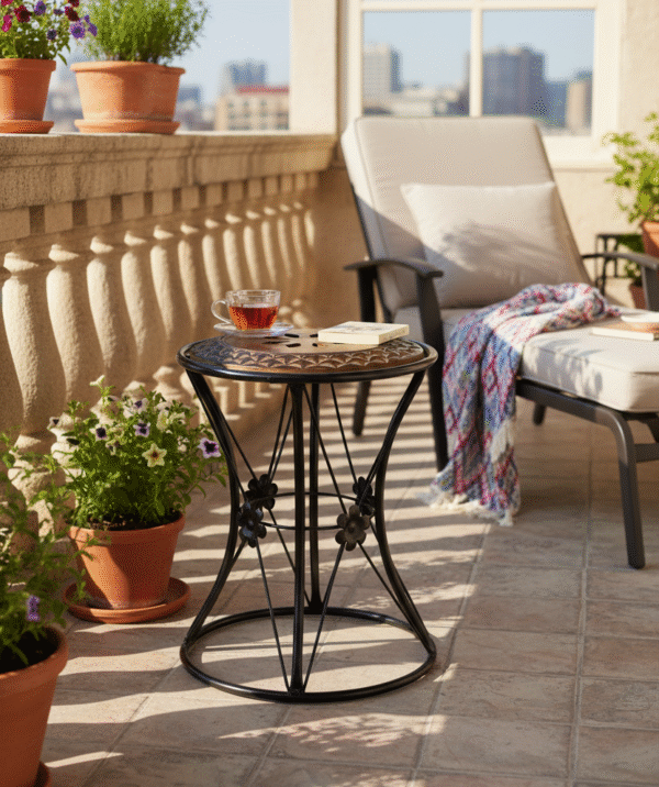Metal base wooden stool (handcrafted) - Image 2