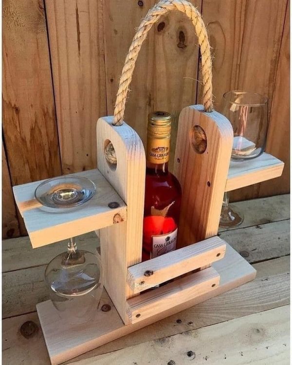 Pallet Wood Mini Bar Set Portable - Image 2