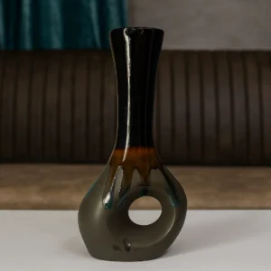 Transcento-Ceramic-Donut-Decorative-Flower-Vase-Black-Grey.webp