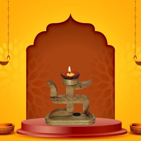 Pallet Wood Swastik candle stand - Image 7