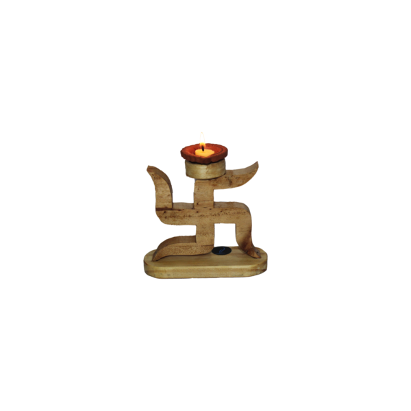 Pallet Wood Swastik candle stand - Image 4