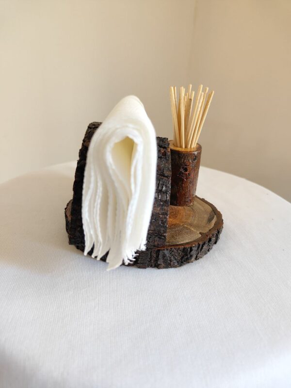 Wooden Log Tissue Paper and Toothpick Holder - Image 3