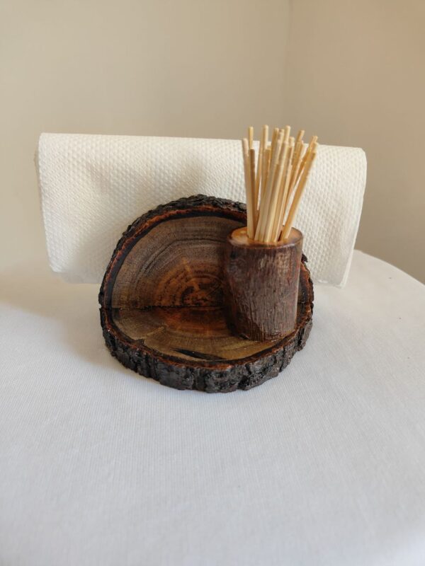Wooden Log Tissue Paper and Toothpick Holder - Image 4