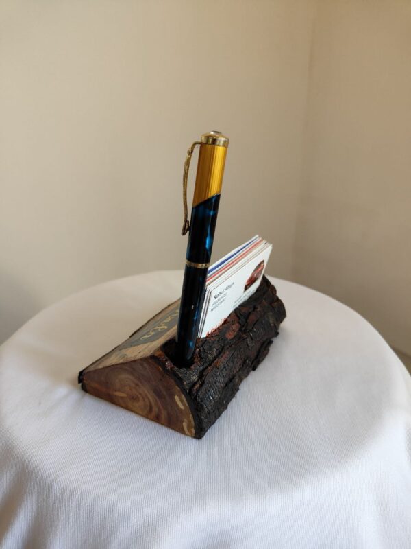 Wooden Log Single Piece Visiting Card and Pen Holder - Image 4