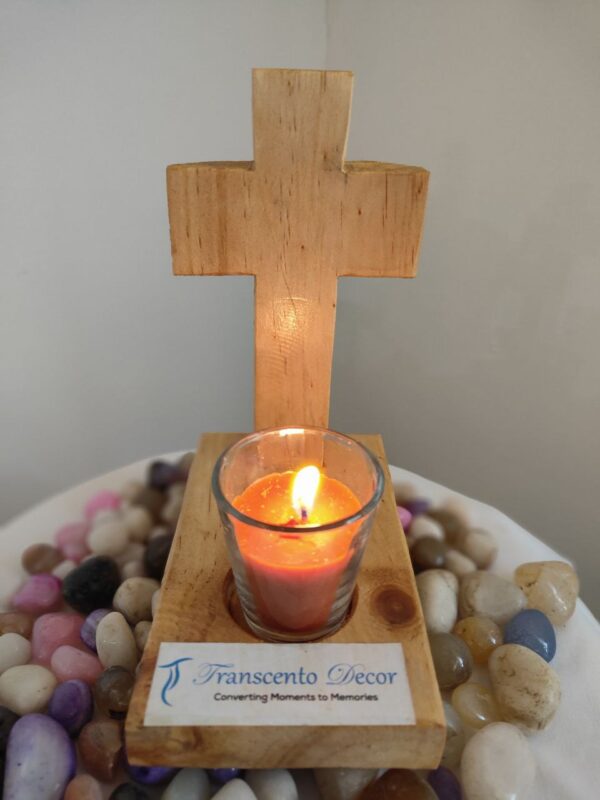Pallet wood Cross with candle holder - Image 3