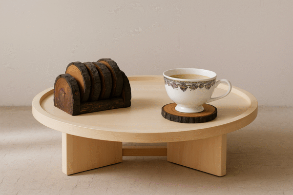 Wooden log tea coasters and stand - Image 3