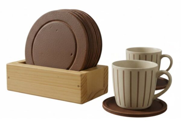 Pine wood dock for round shape tea coasters