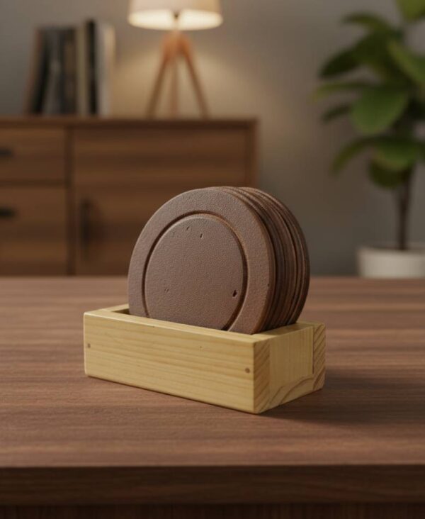 Pine wood dock for round shape tea coasters - Image 3