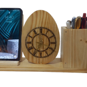 Table clock mobile and pen holder
