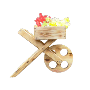 Pallet wood artificial planter trolley