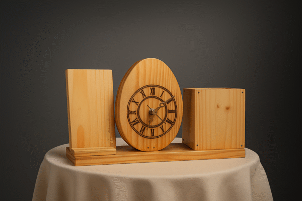 Table clock mobile and pen holder