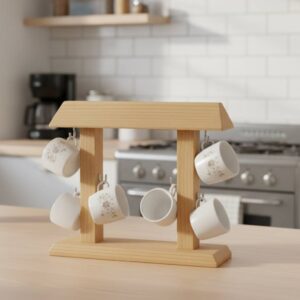 Pine Wood Coffee Mug Holder