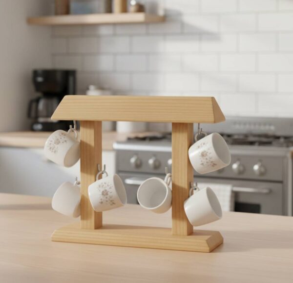 Pine Wood Coffee Mug Holder