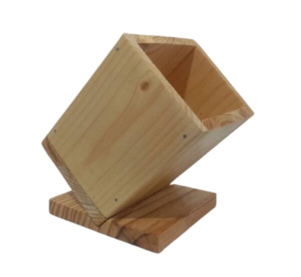 Inclined Pine Wood Pen Holder - Image 4