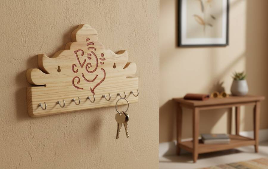 Wooden Ganesha Key Holder