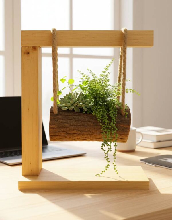 Swinging planter of pine / log wood for office or inhouse usage - Image 4