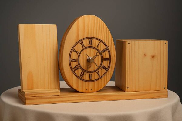 Table clock, mobile and pen holder - Image 4