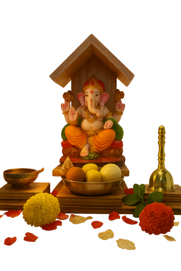 Pine Wood Mini Temple with Accessory Stand
