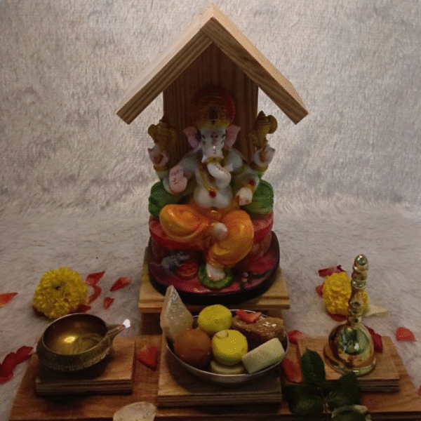 Pine Wood Mini Temple with Accessory Stand - Image 3