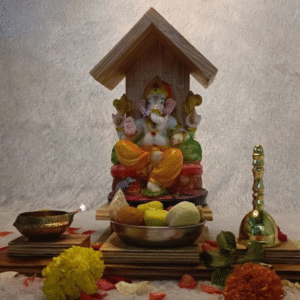 Pine Wood Mini Temple with Accessory Stand