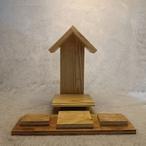 Pine Wood Mini Temple with Accessory Stand
