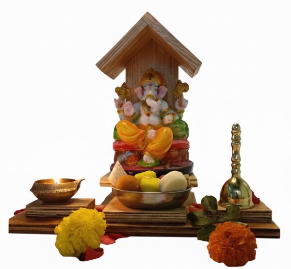 Pine Wood Mini Temple with Accessory Stand - Image 3