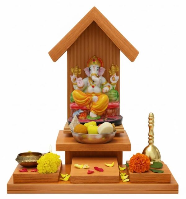 Pine Wood Mini Temple with Accessory Stand - Image 4